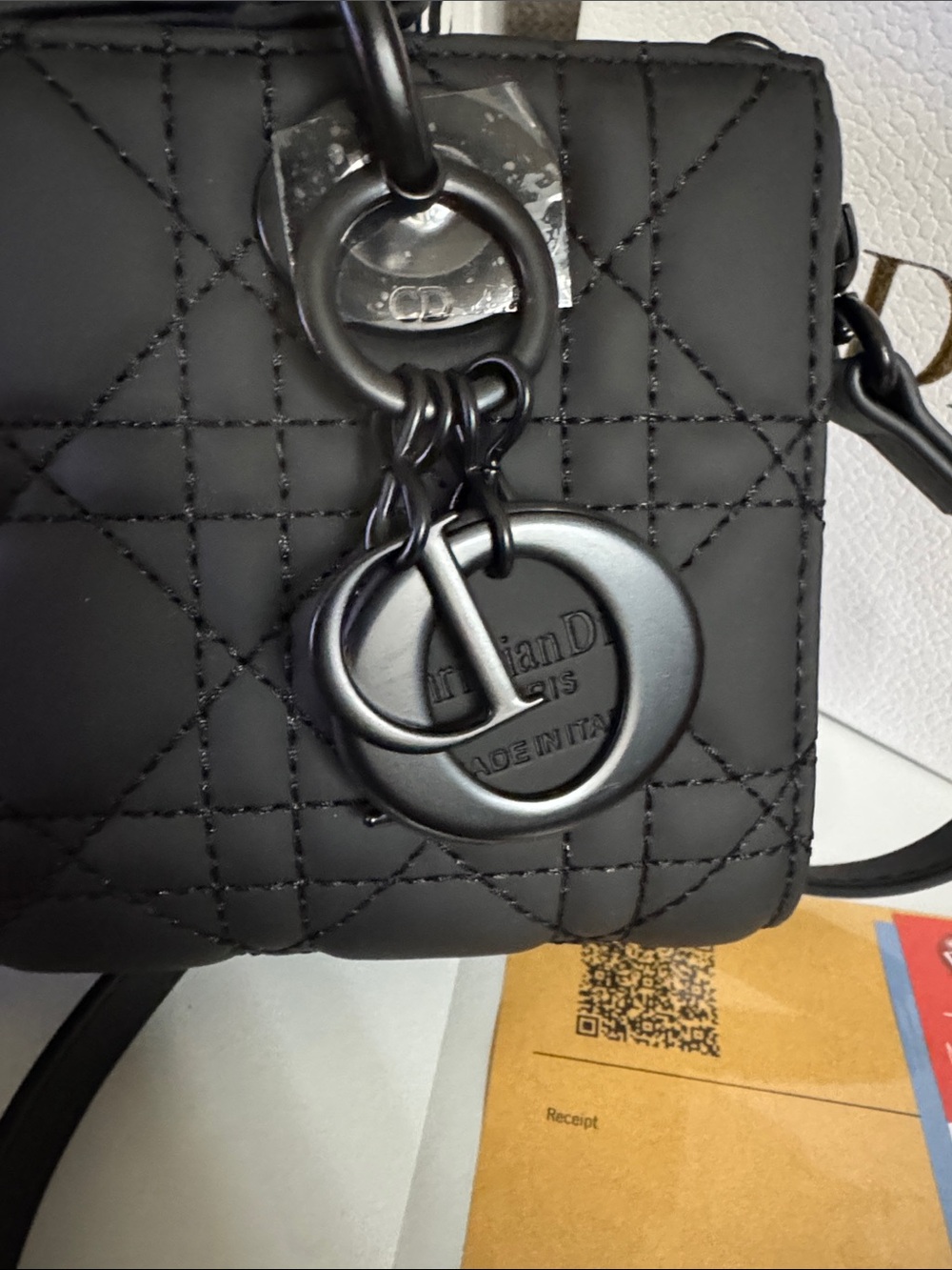Dior Black Quilted Mini Lady Tote with Charm - Picture 3 of 8
